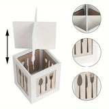 Wooden Utensil Storage Container With Compartment