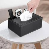 Leather Tissue Box With 3 Compartments