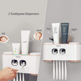Toothbrush Holder With 2 Automatic Toothpaste Dispenser